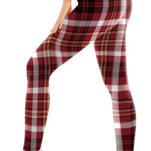High Waisted Leggings - Full Length Capri Buttery Soft Yoga Pants plaid, XXL